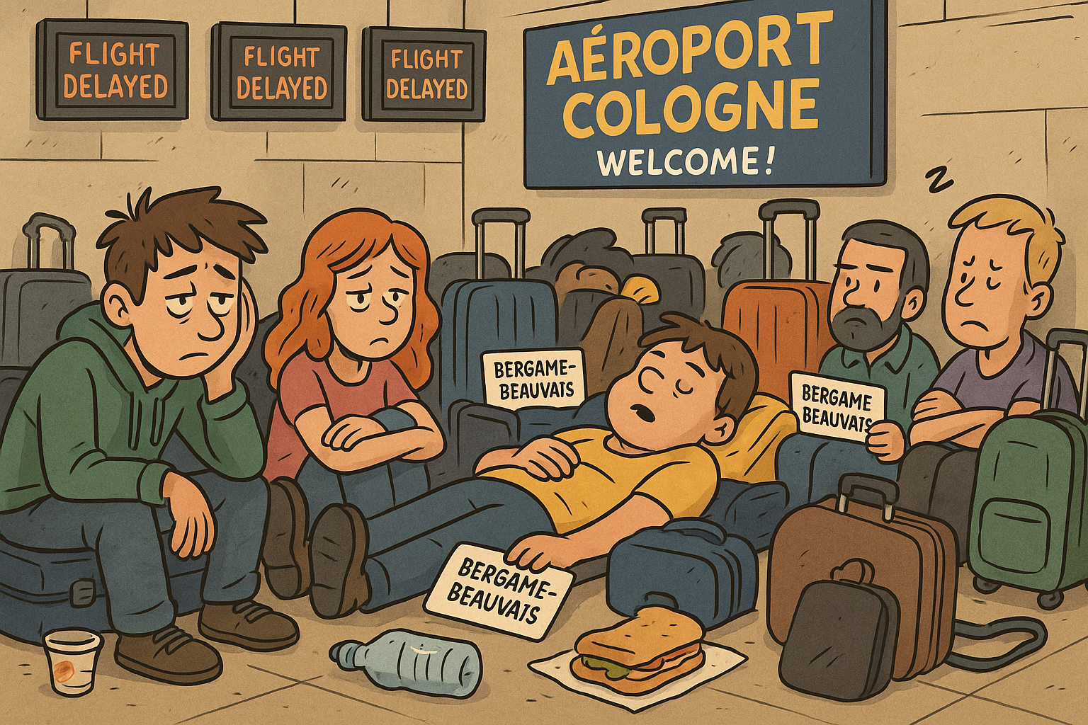 Low cost, high stress : récit d’une nuit blanche avec Ryanair - Illustration générée par Chat GPT